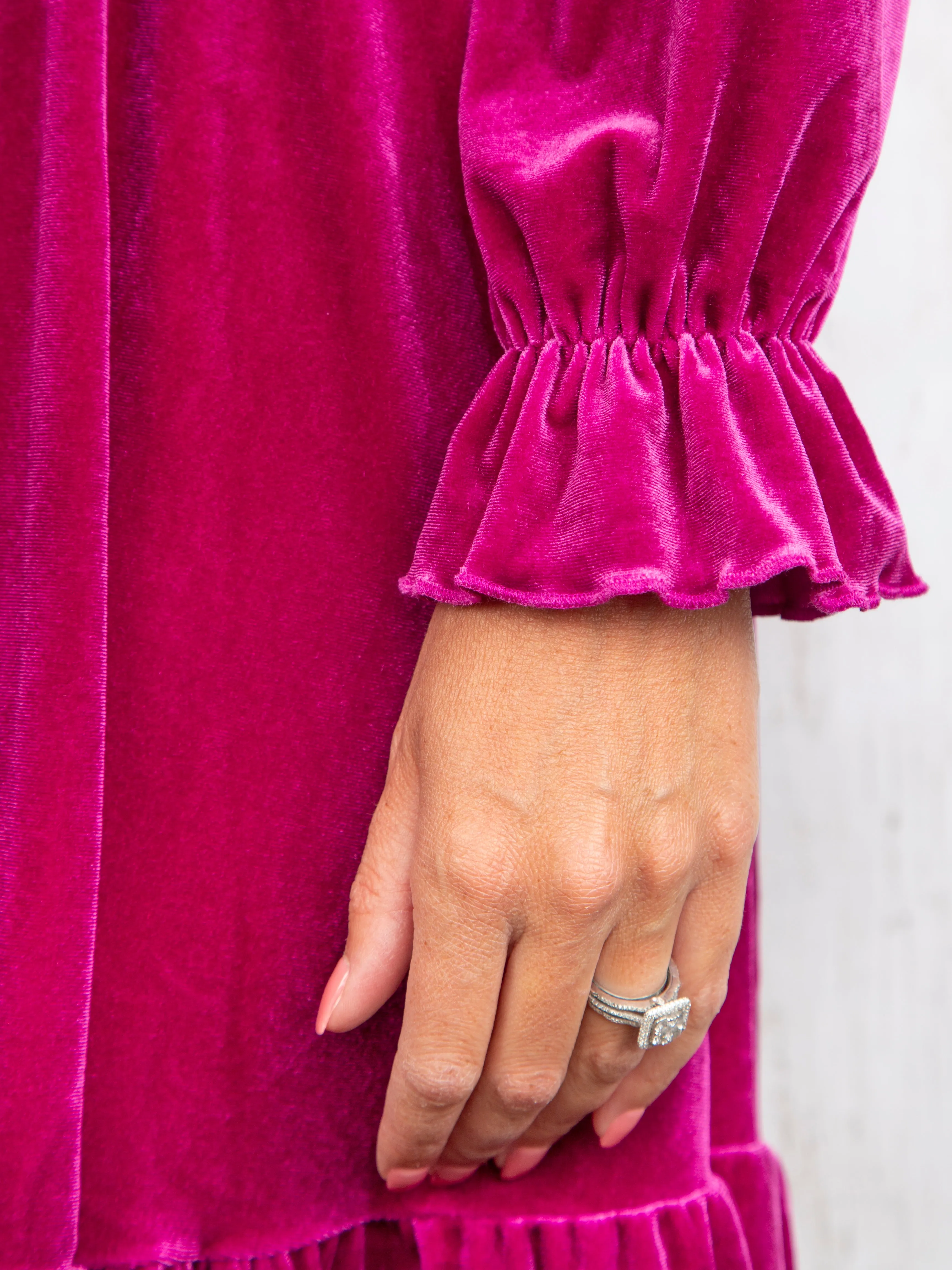 Mom & Me Velvet Magenta Ruffle Dress