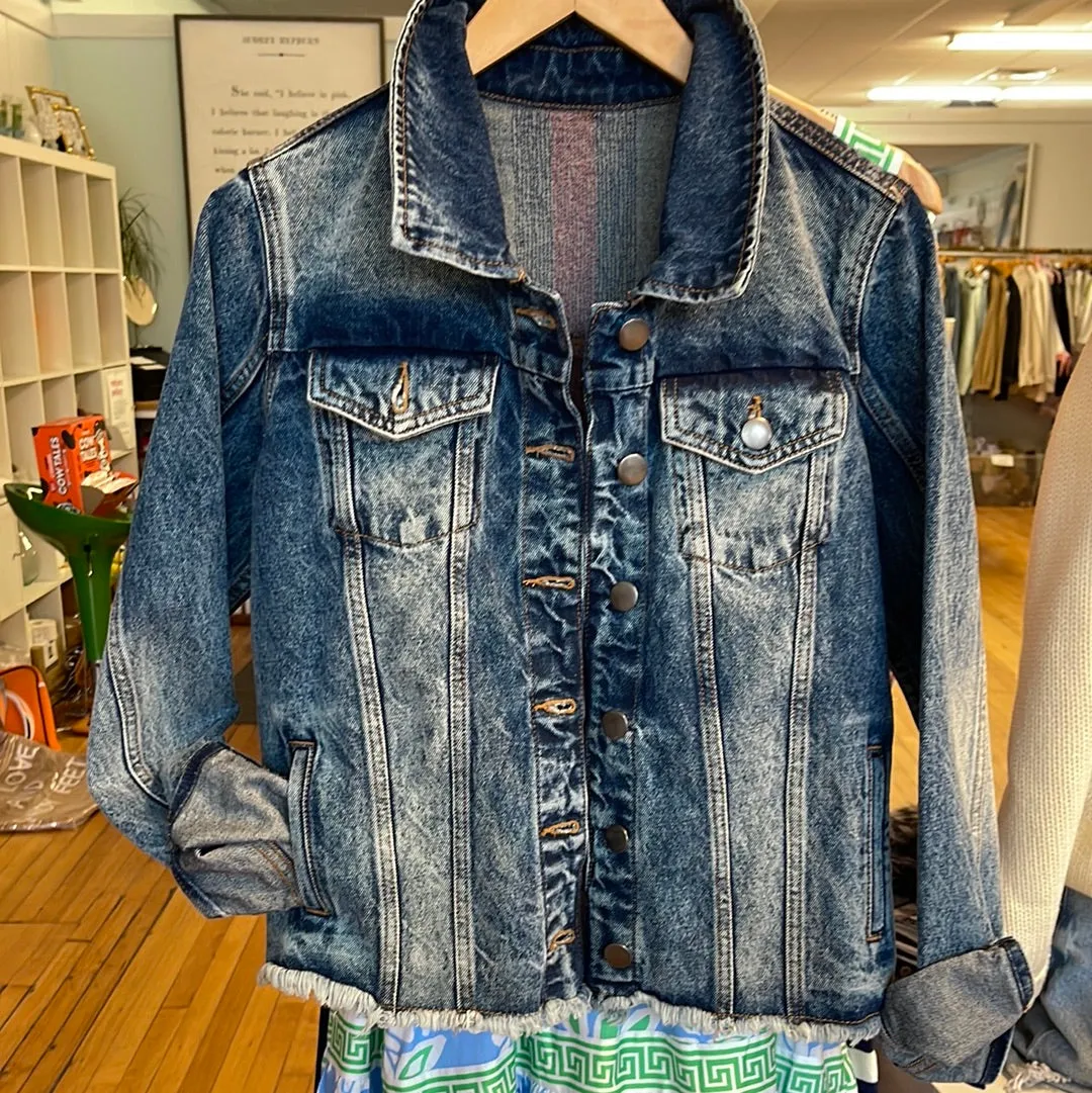 Navy/Red 🐝 Bee Back Jean Jacket