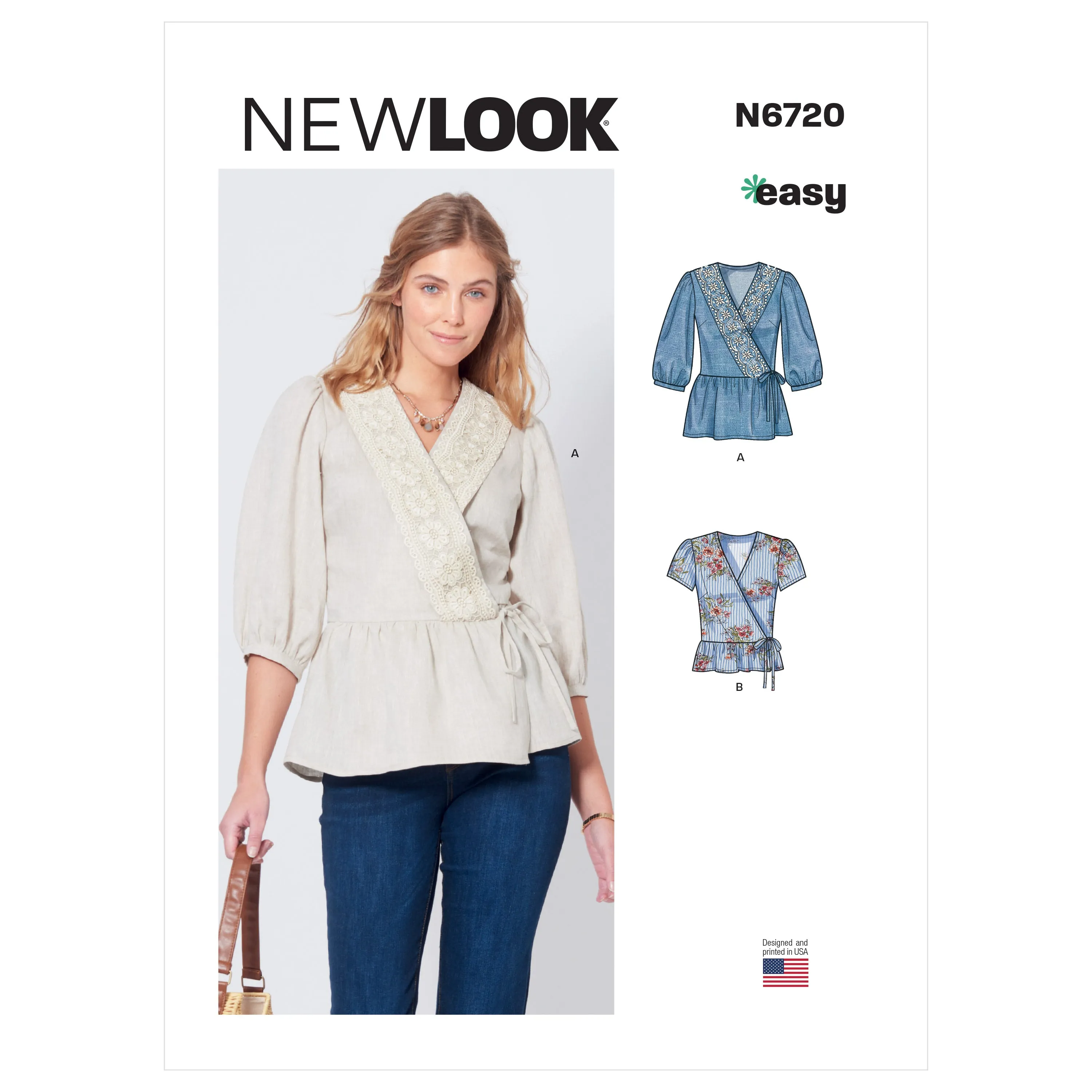 New Look sewing pattern 6720 Misses'  Wrap Tops | Easy