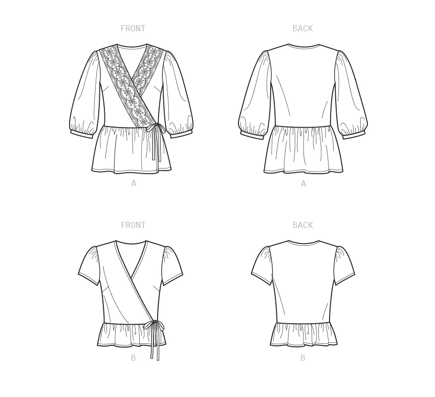 New Look sewing pattern 6720 Misses'  Wrap Tops | Easy