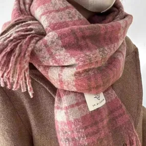 New  Plaid Autumn And Winter White  Scarf Women's Korean Style Atmosphere Warm Soft Tassel Shawl Scarf