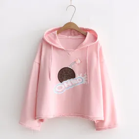 Oh No Printed Loose Hooded Sweatshirt