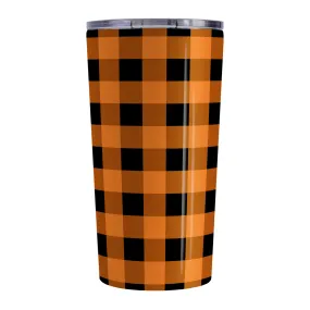 Orange and Black Buffalo Plaid Tumbler Cup