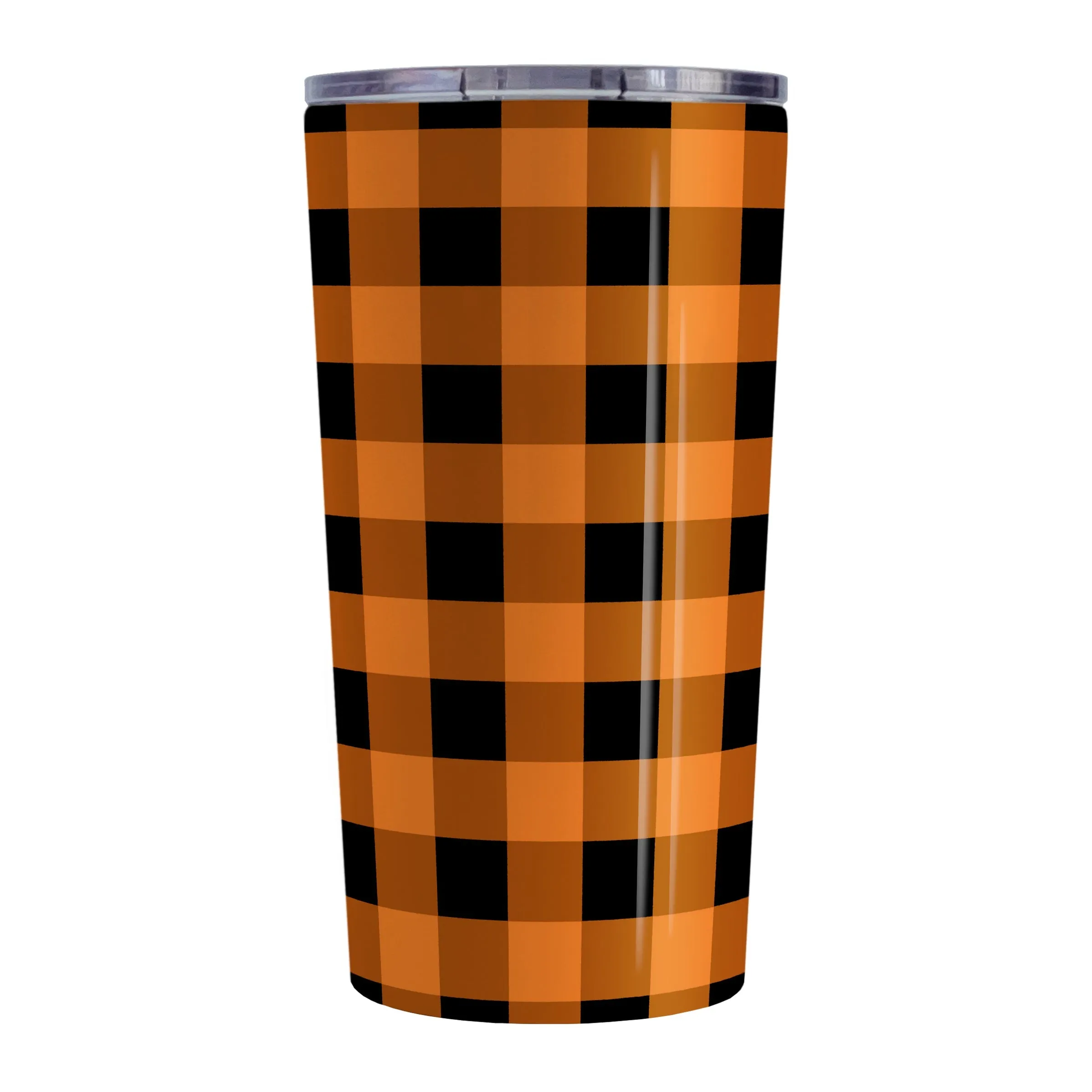 Orange and Black Buffalo Plaid Tumbler Cup