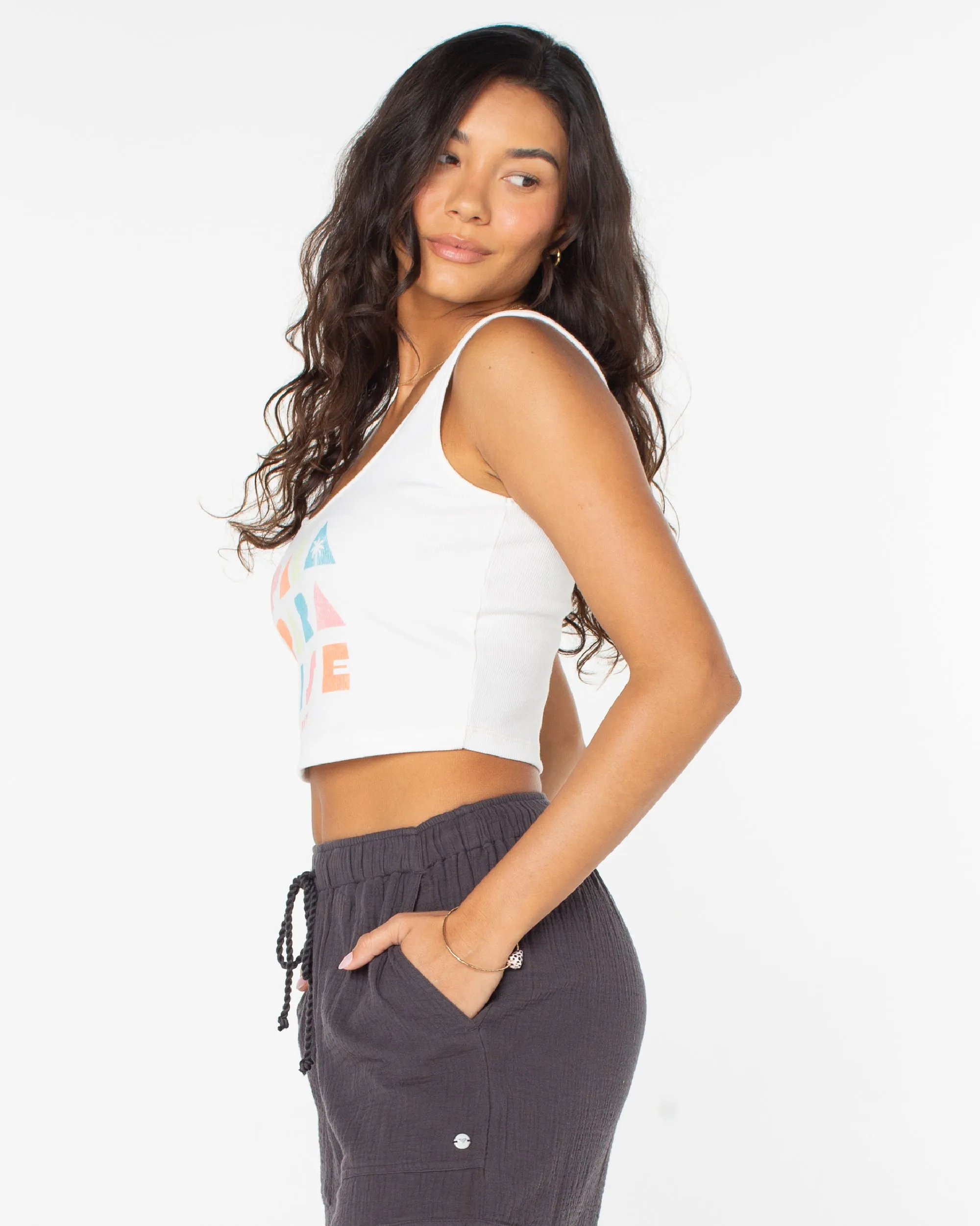 Para Paradise Cropped Tank Top - Bright White