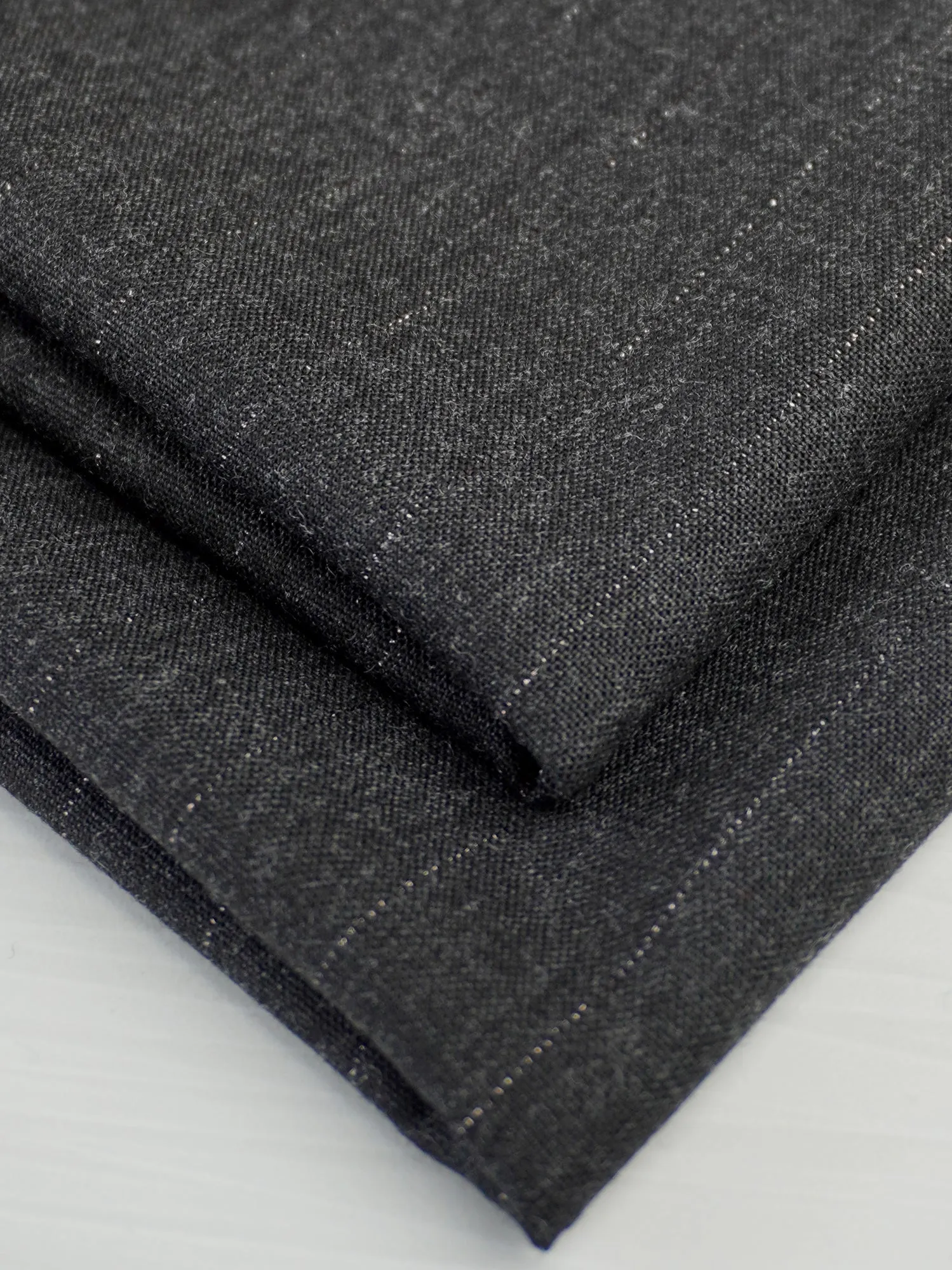 Pinstripe Italian Suiting Deadstock - Charcoal   Metallic