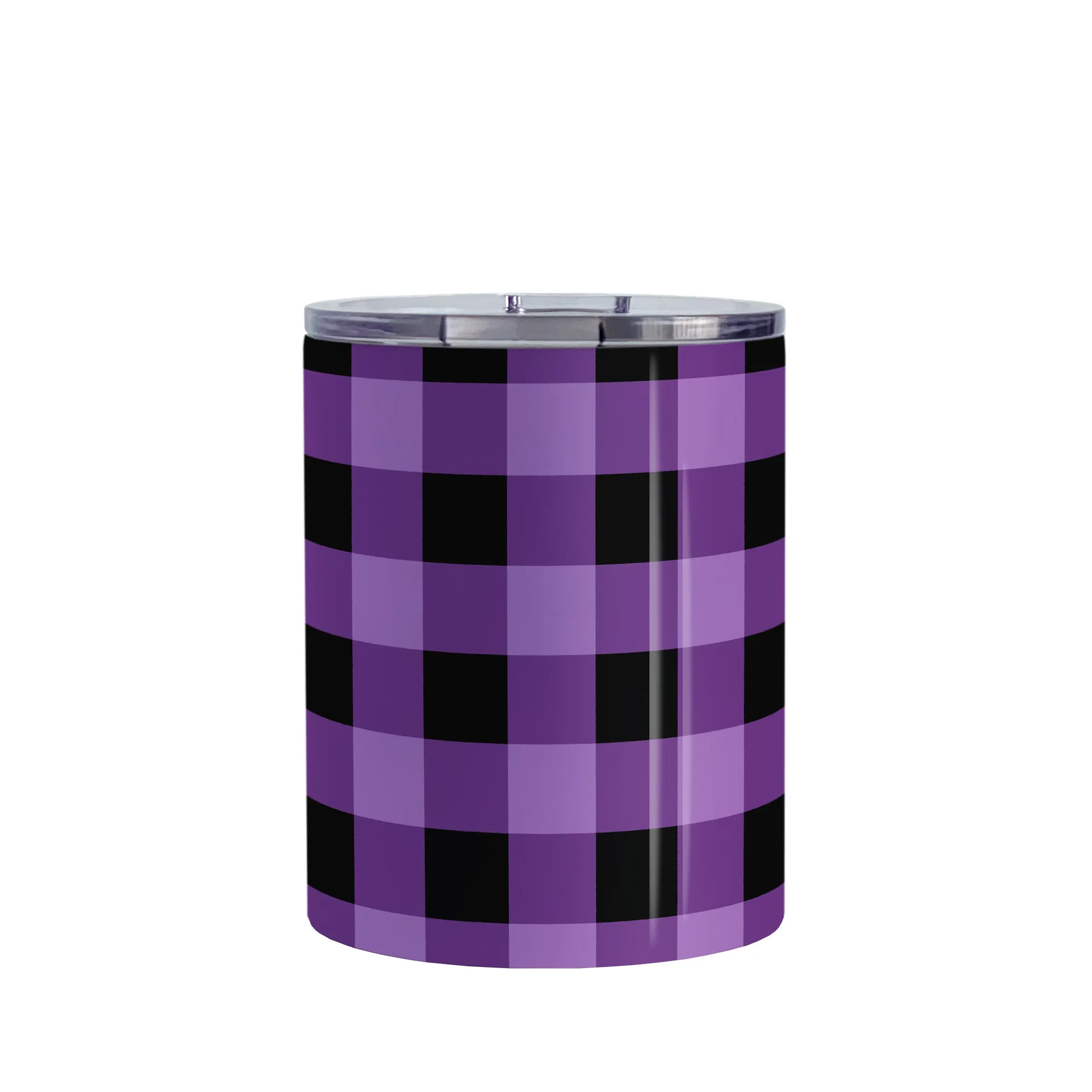 Purple and Black Buffalo Plaid Tumbler Cup