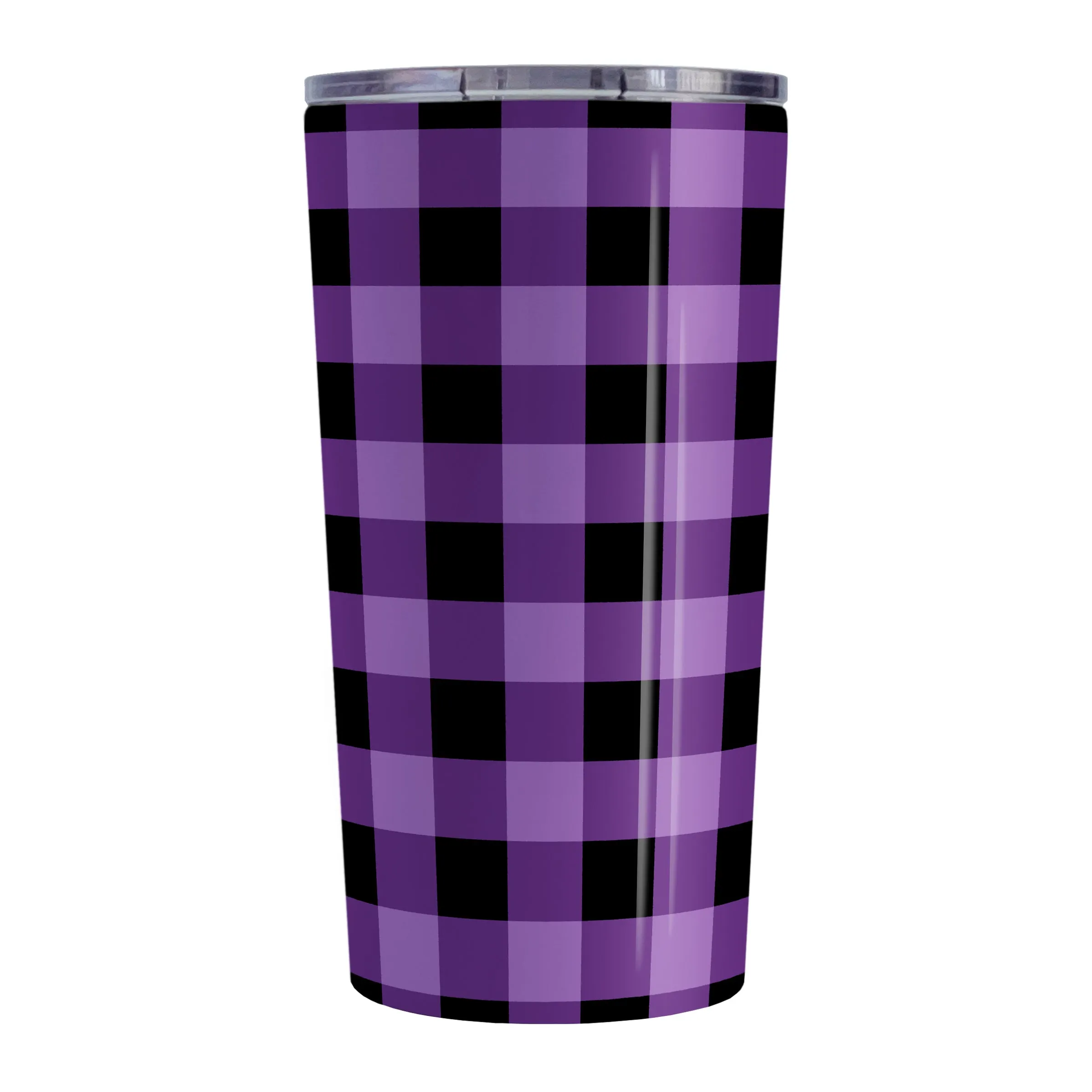 Purple and Black Buffalo Plaid Tumbler Cup