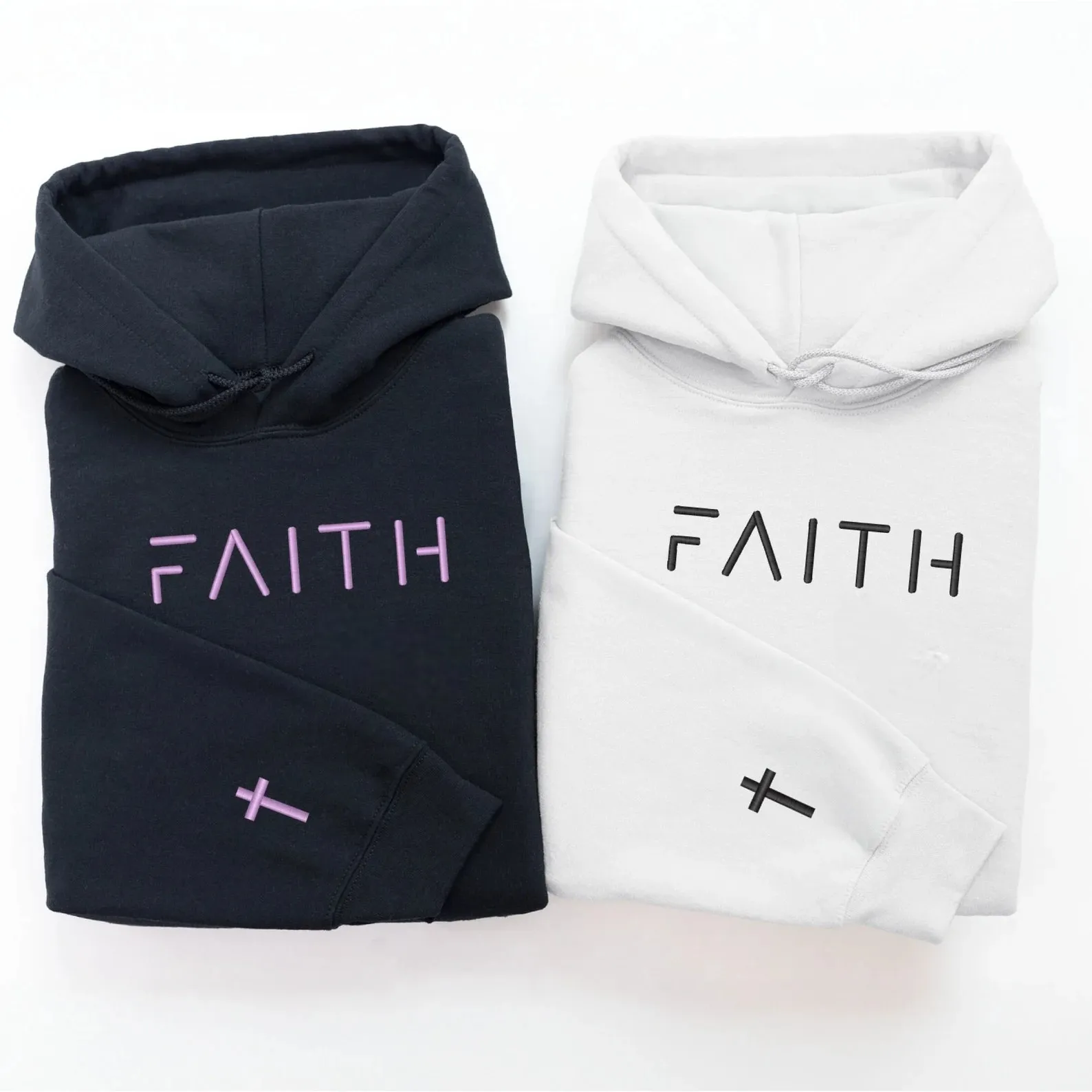 "Faith" Matching Hoodies – Stylish and Inspirational Embroidered Sweatshirts For Couples