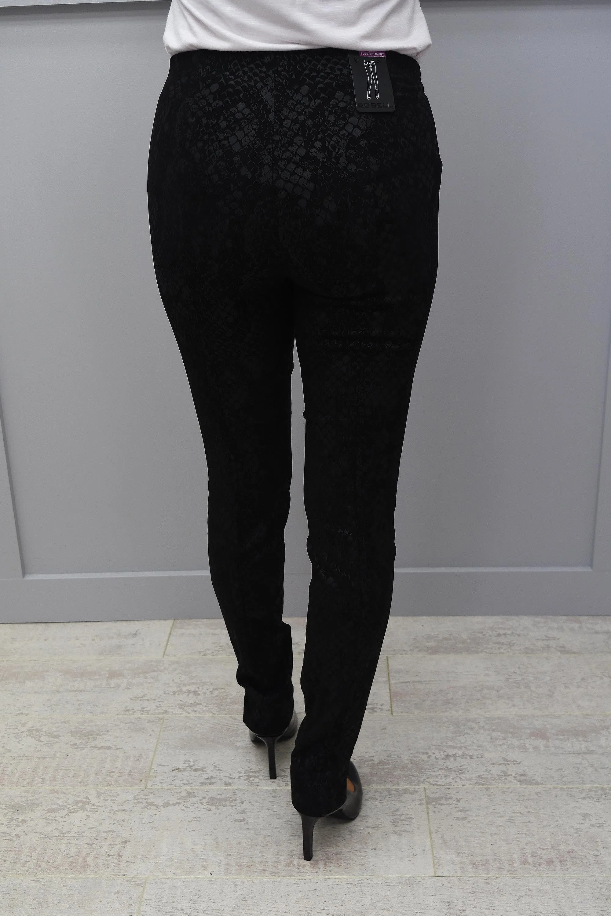 Robell Rose Black Patterned Full Length Trouser Super Slim Fit - 51673 54825