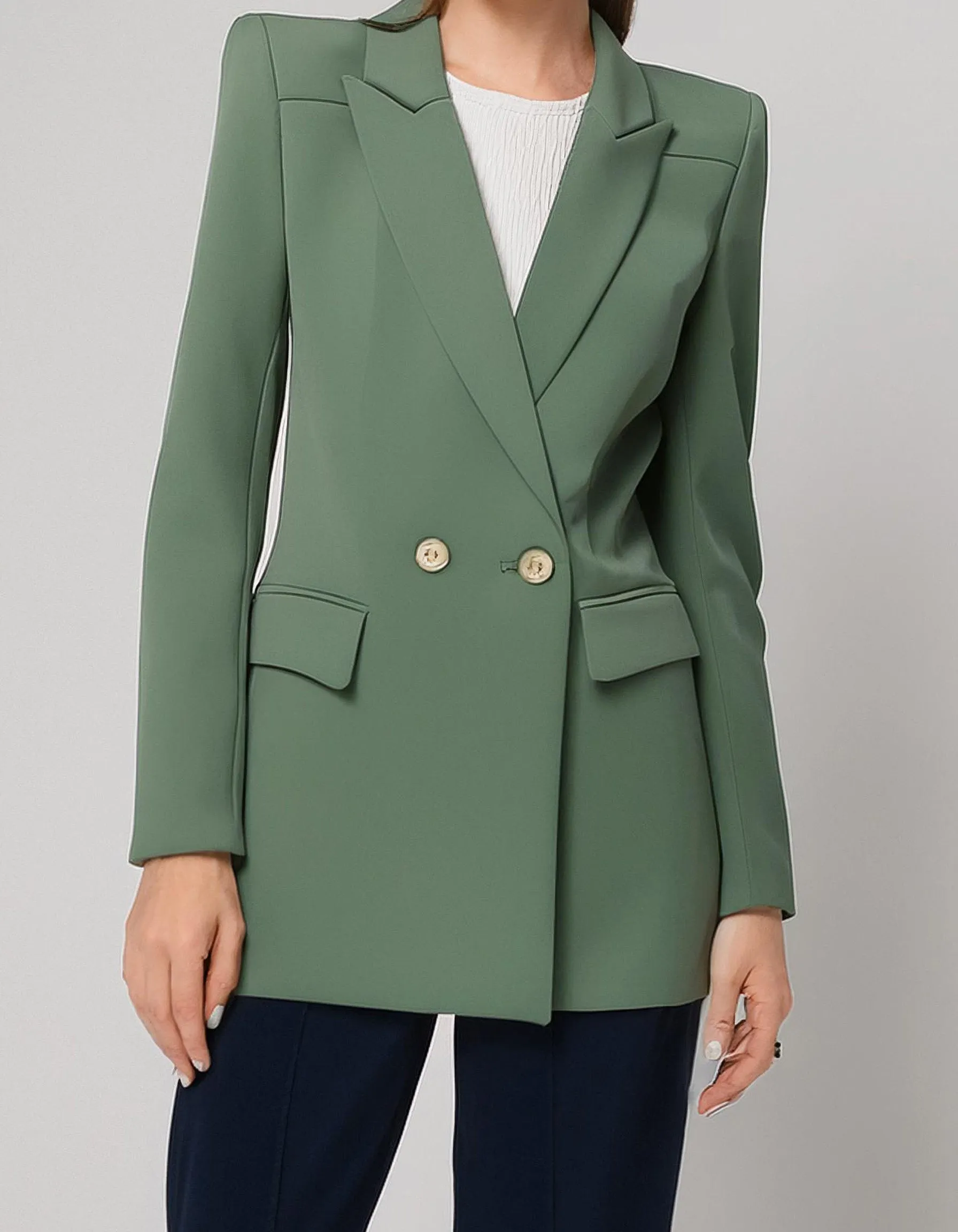 Sage Green Double-Breasted Blazer