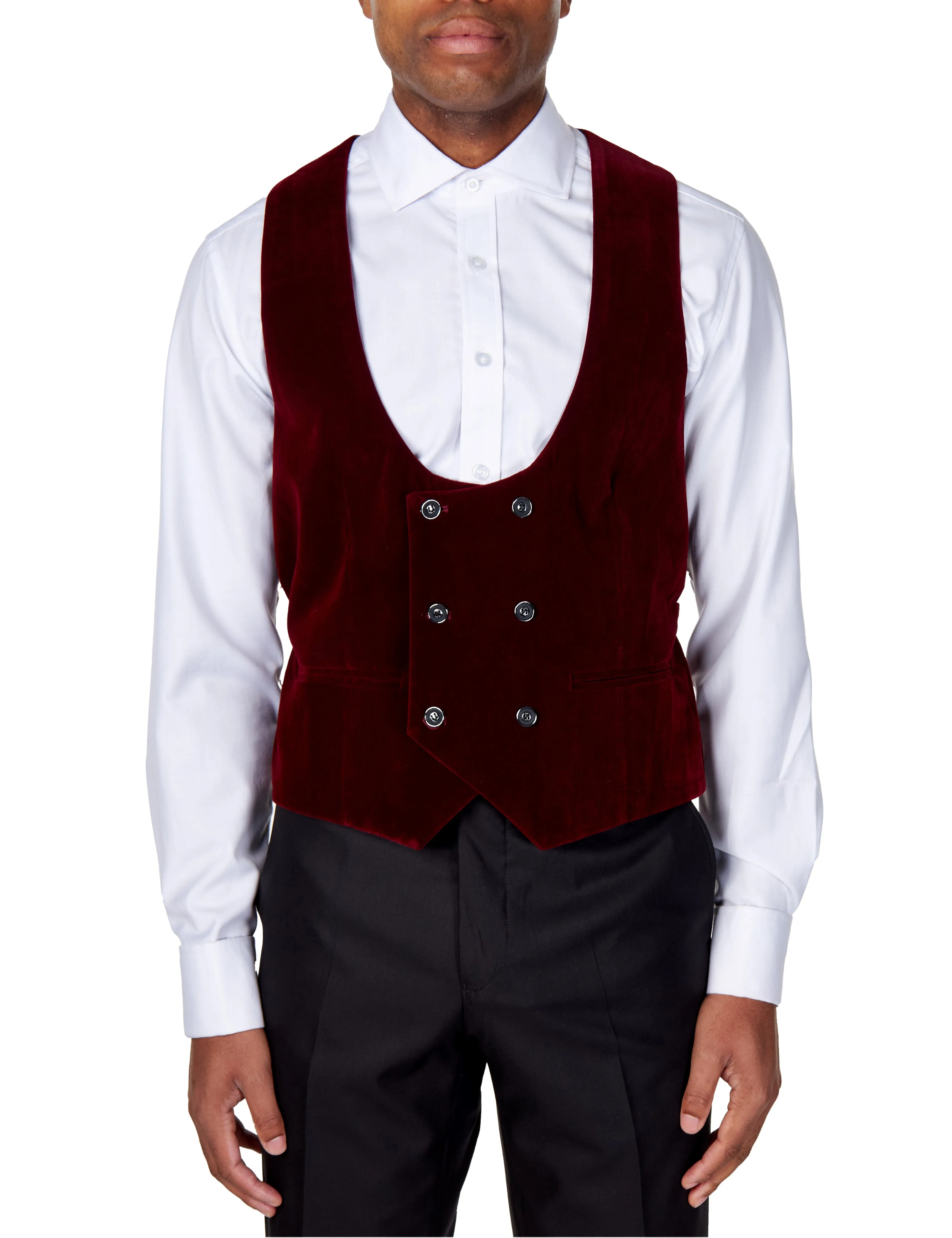 SAM Burgundy Velvet Low U Cut Waistcoat