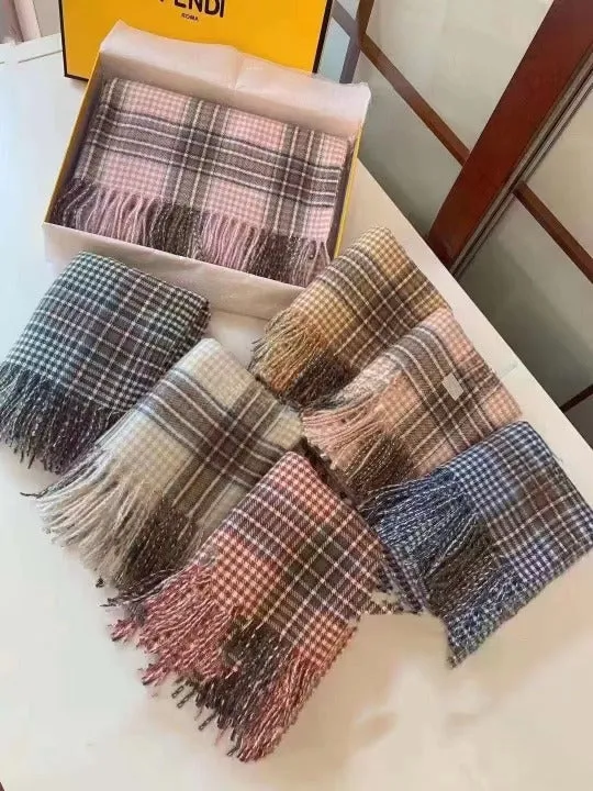 Scottish Tartan Plaid Hem Fringe Cashmere Feel Winter Scarf Wrap for Women