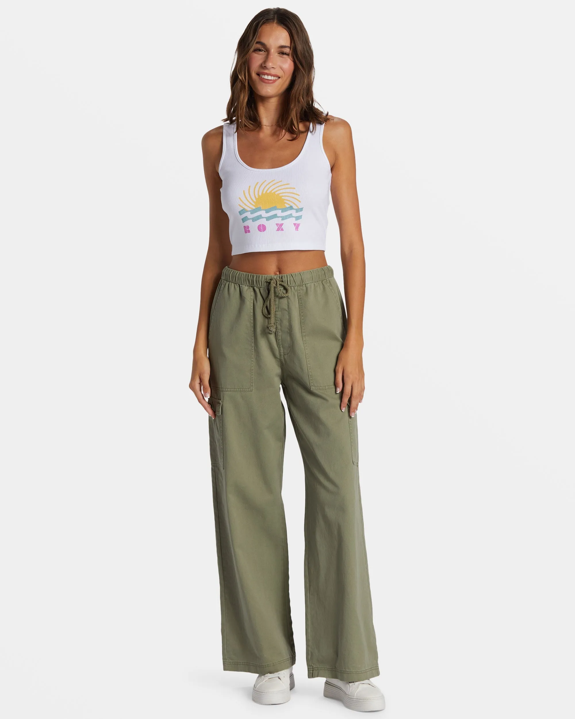 Simple Surf Dive In Cropped Tank Top - Egret