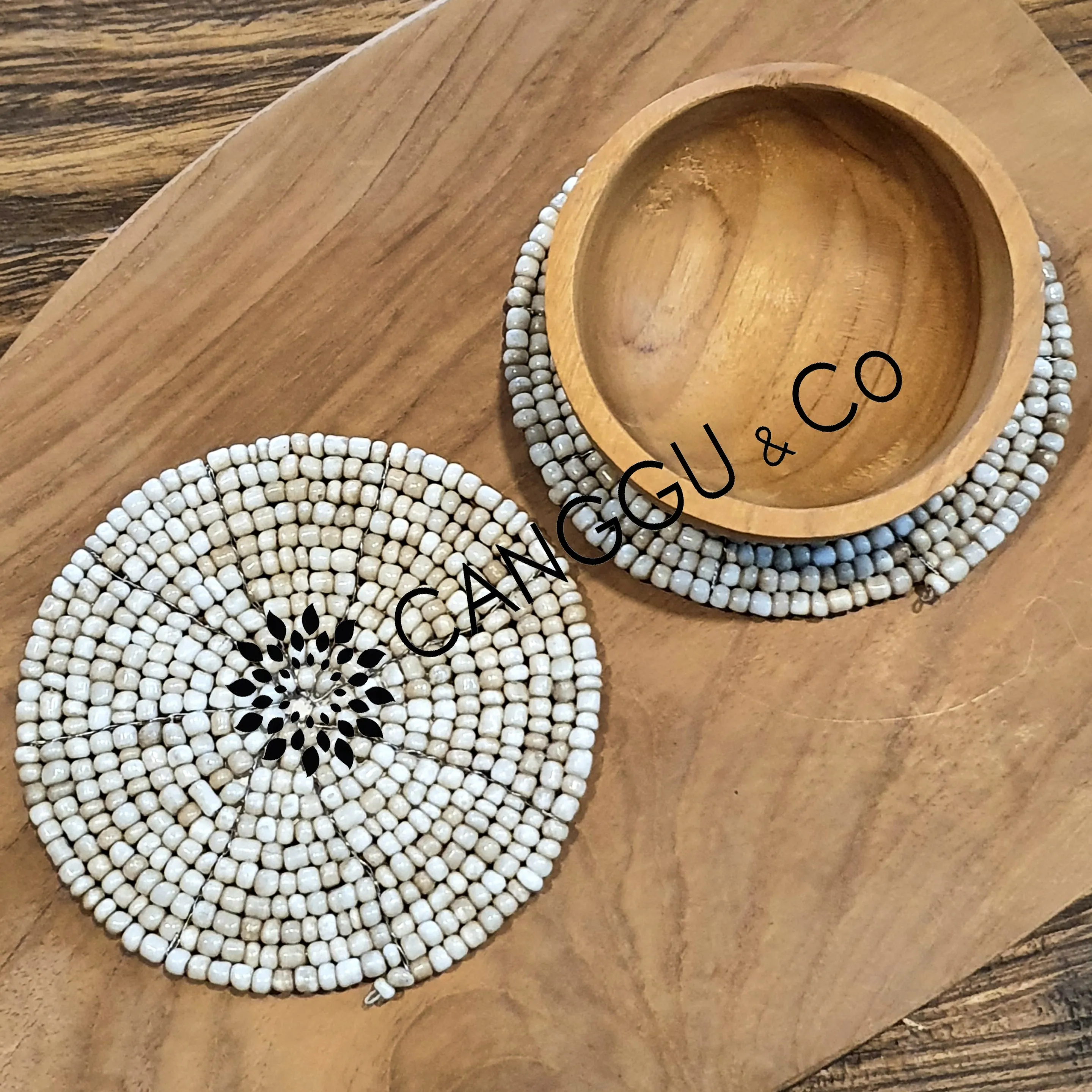 Small Natural Beaded Drink Coasters