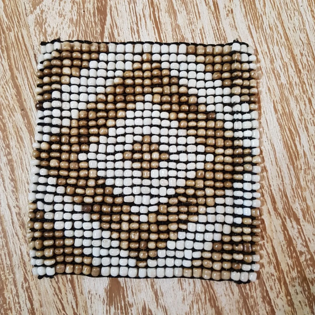 Small Square Beaded Coasters with Diamond Pattern (W)