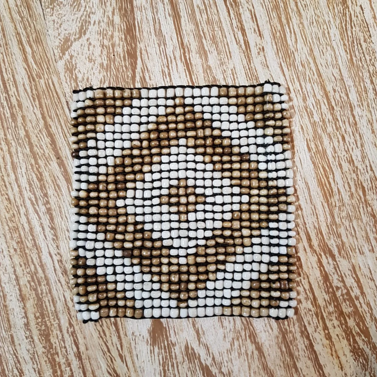 Small Square Beaded Coasters with Diamond Pattern (W)