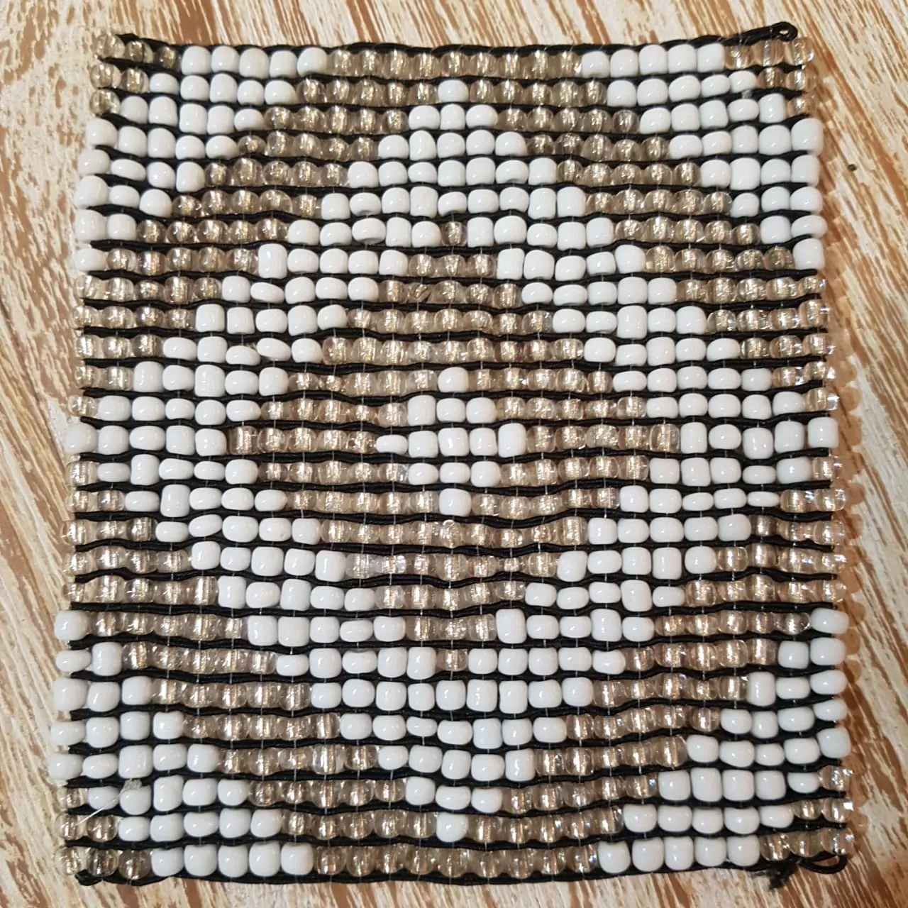 Small Square Beaded Coasters with Diamond Pattern (W)