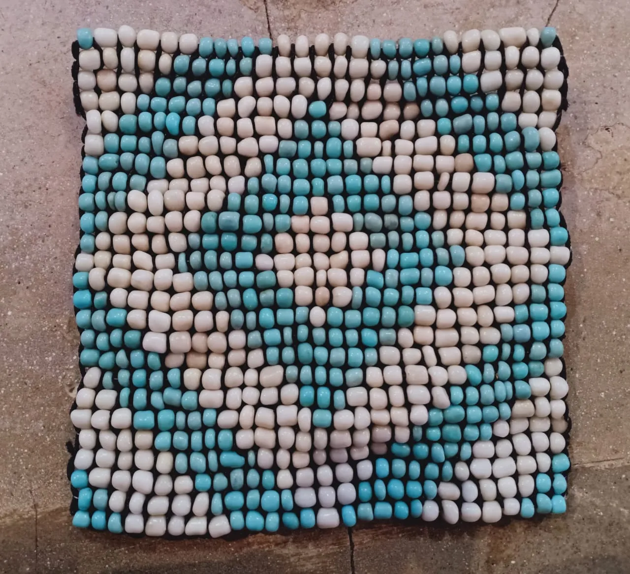 Small Square Beaded Coasters with Diamond Pattern (W)