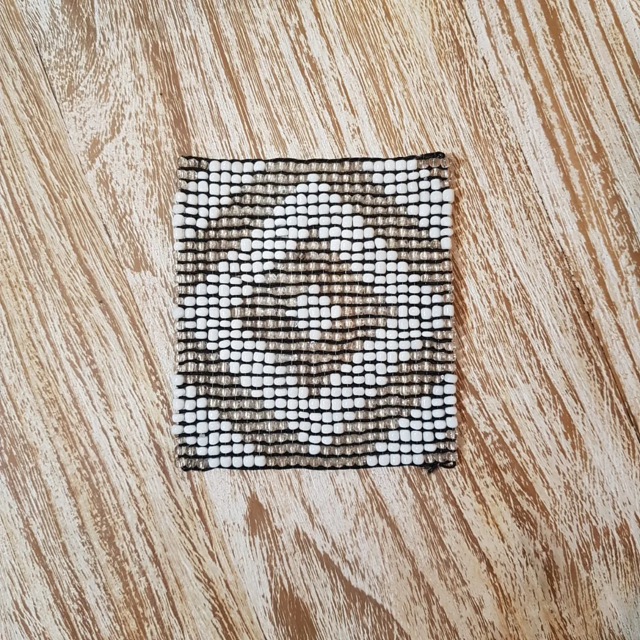 Small Square Beaded Coasters with Diamond Pattern (W)