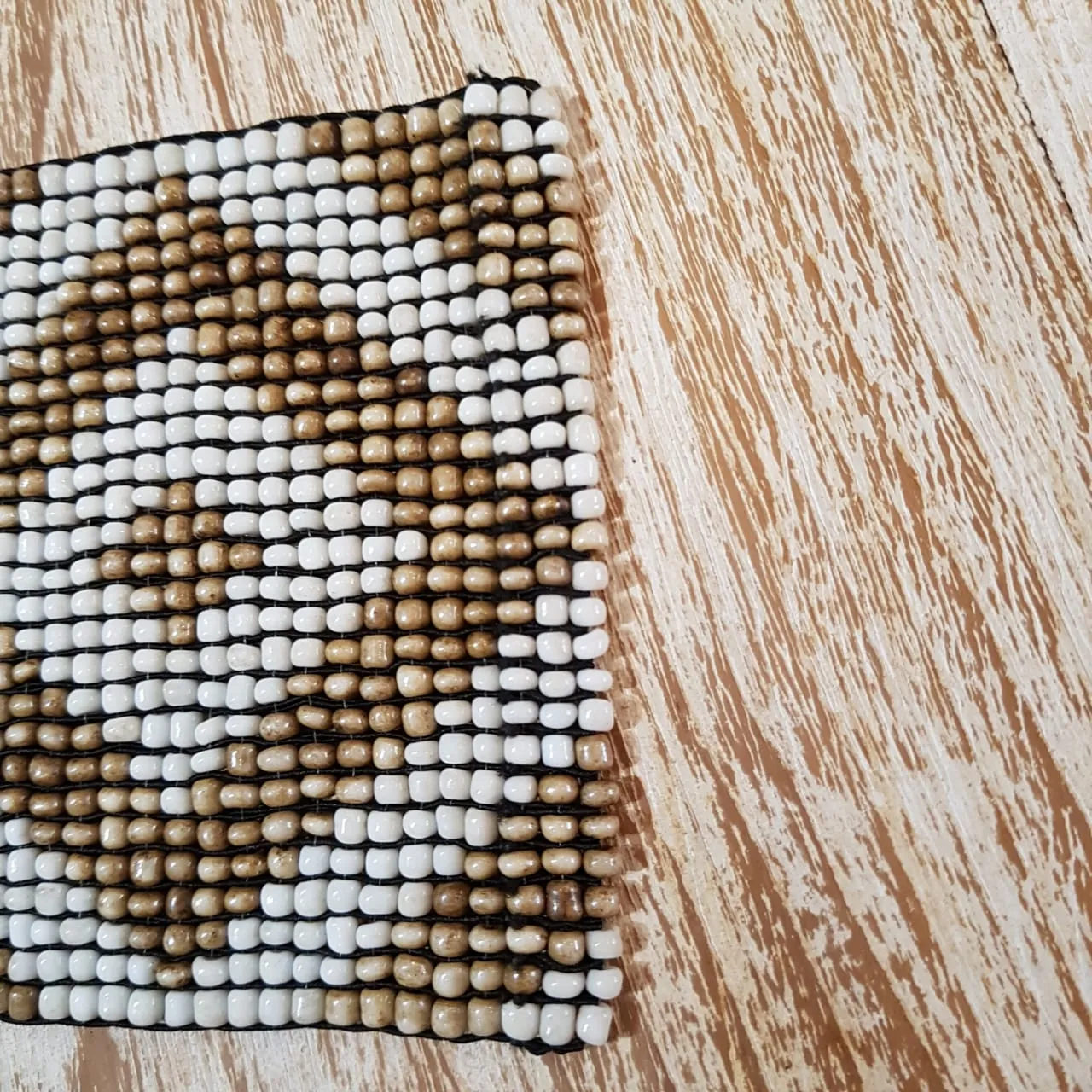 Small Square Beaded Coasters with Diamond Pattern (W)