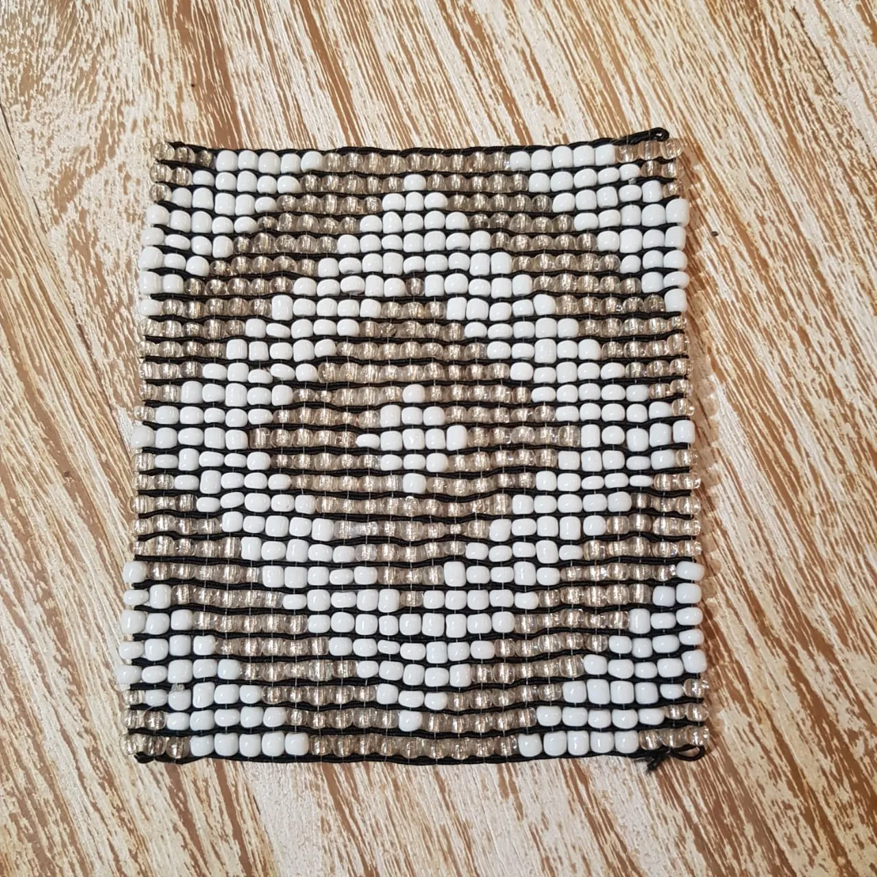 Small Square Beaded Coasters with Diamond Pattern (W)