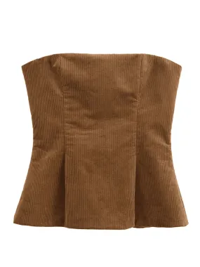 Strapless Corduroy Peplum Top