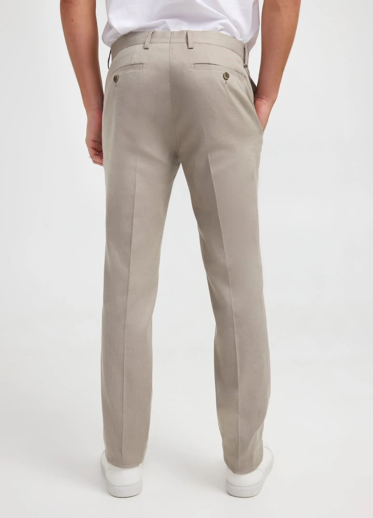 Stretch Linen Cotton Pants Neutral