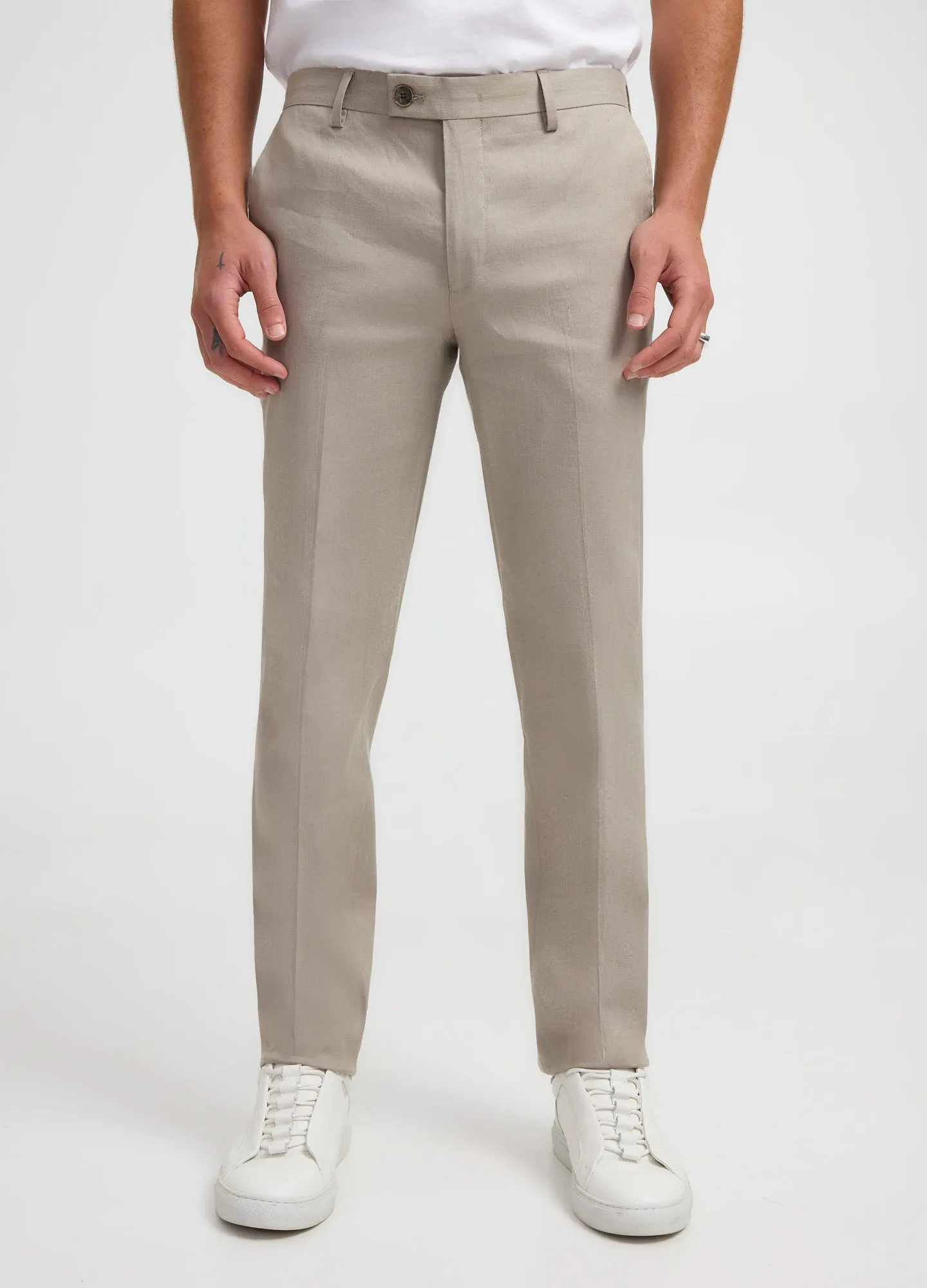 Stretch Linen Cotton Pants Neutral