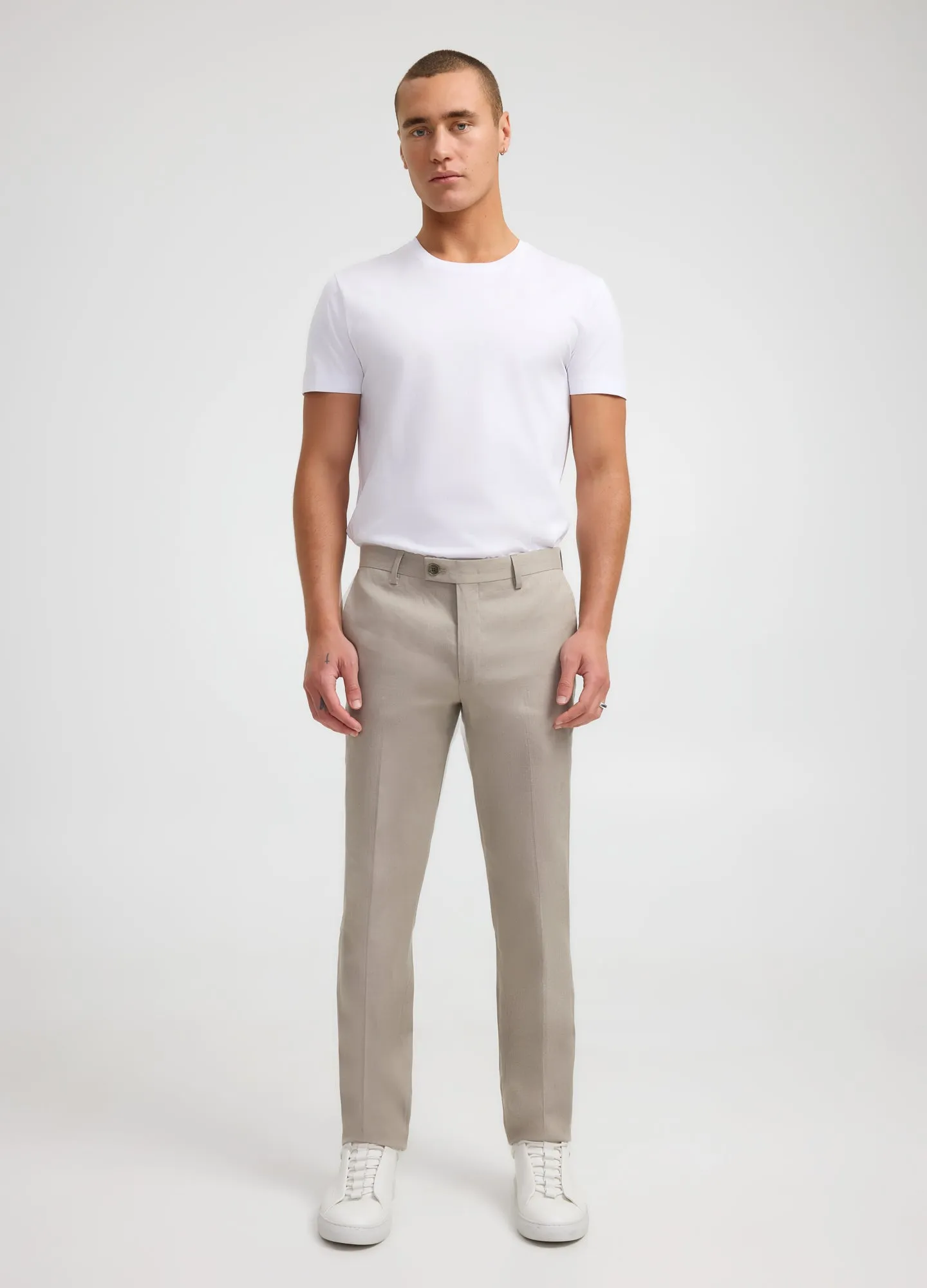 Stretch Linen Cotton Pants Neutral