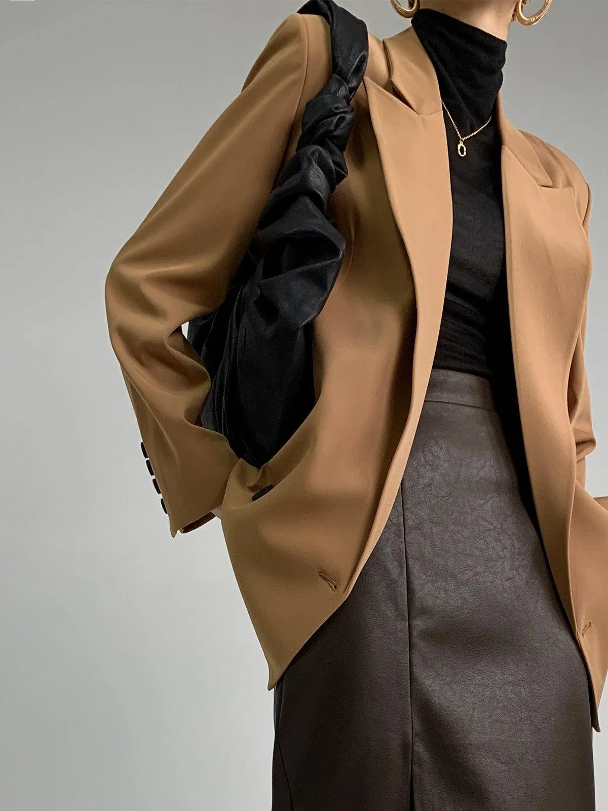 Tailored Peak Lapel Blazer - Camel