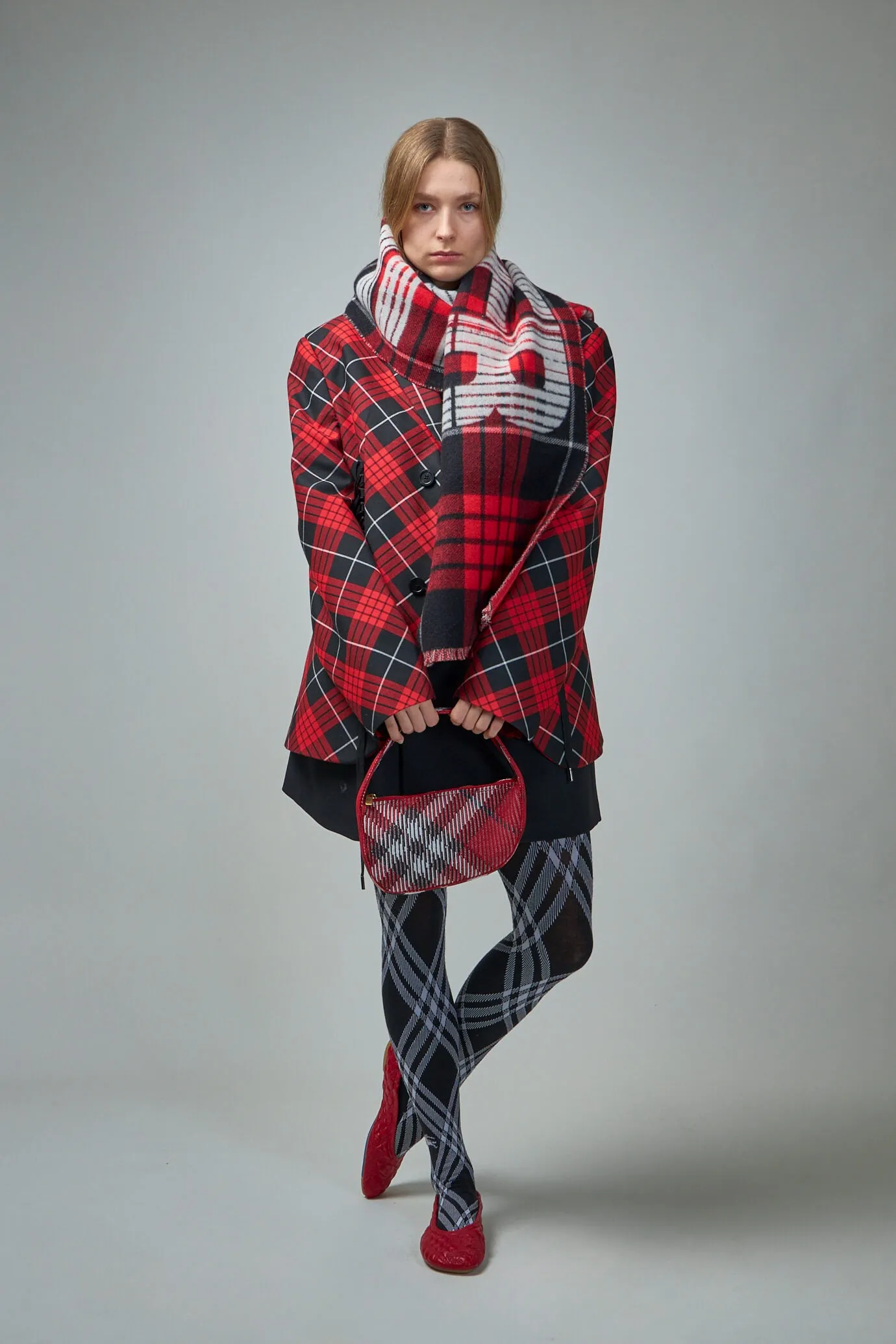 Tartan Tailored Jacket with Lacing Detail