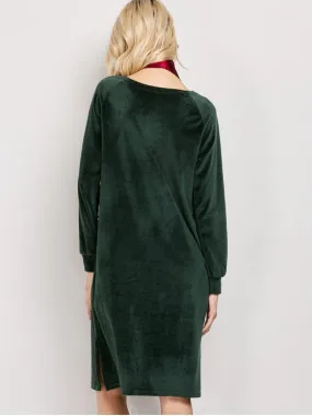 TastyHottie - Fashion Side Slit Velvet Tunic Dress