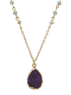 Taylor Druzy Teardrop Delicate Necklace