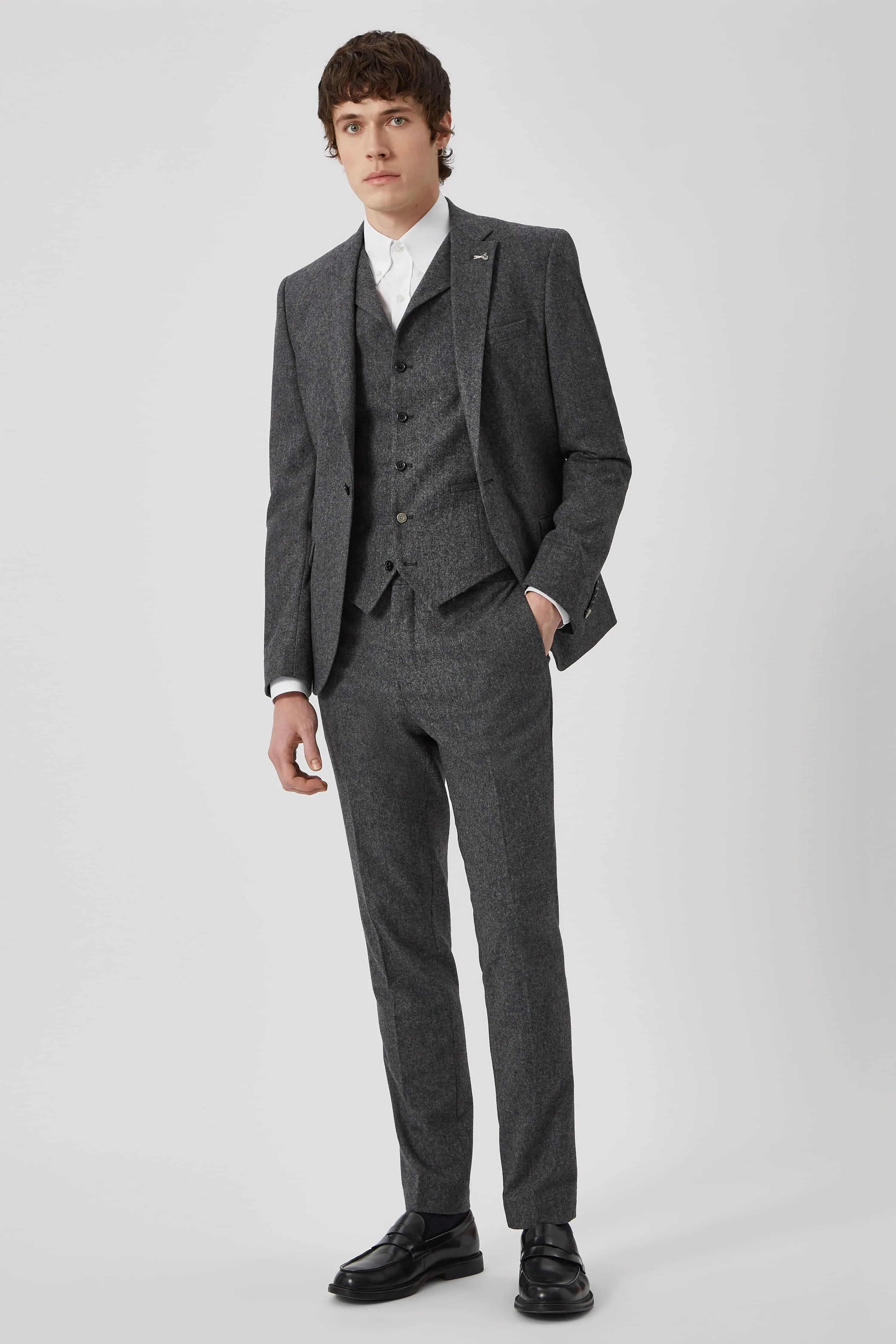 Uptown Slim Fit Grey Wool Waistcoat - ARCHIVE