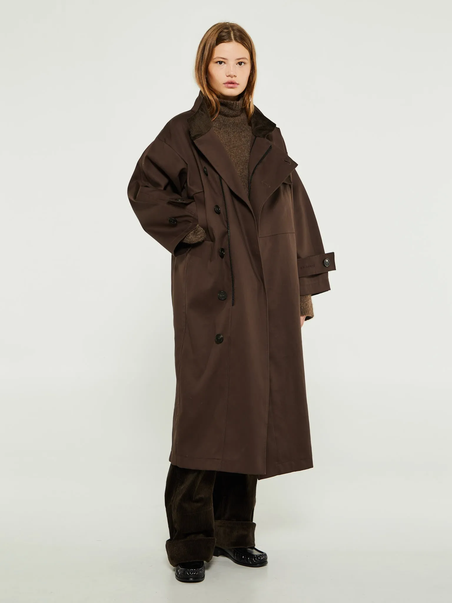 Water Resistant Coat in Dark Brown