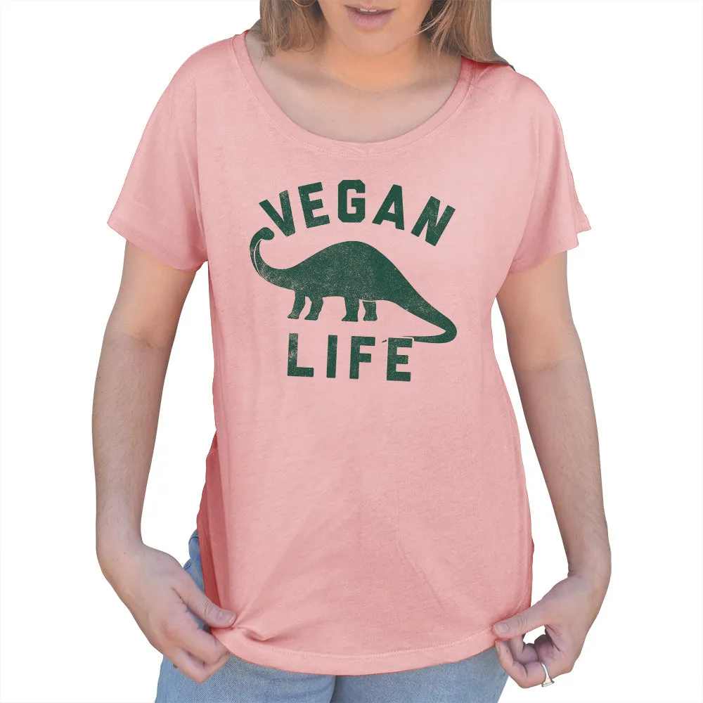 Women's Brontosaurus Vegan Life Scoop Neck T-Shirt